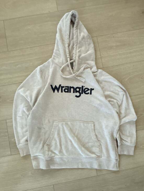 Wrangler Tops - Wrangler Cream Logo Graphic Pullover Hoodie Sweatshirt Size S